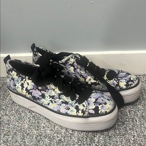 Keds Women's Floral Platform Sneakers - Black and Lavender